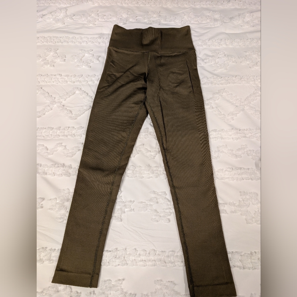Athleta Olive Green Ribbed Leggings